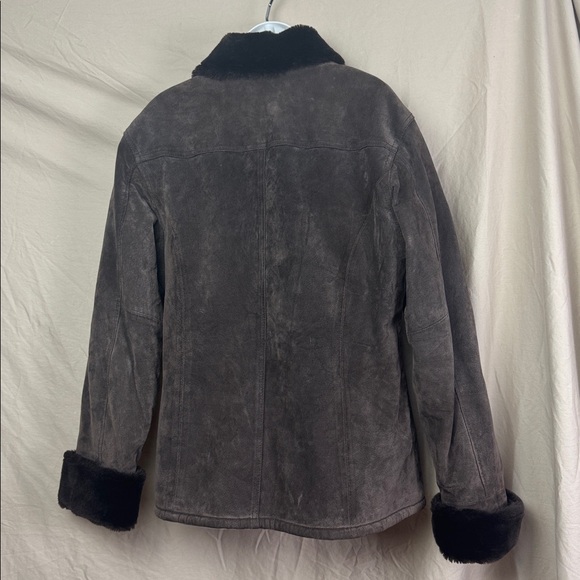Adler collection suede leather jacket with faux fur trim size large - Picture 3 of 9
